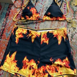 Flame bathing suit set